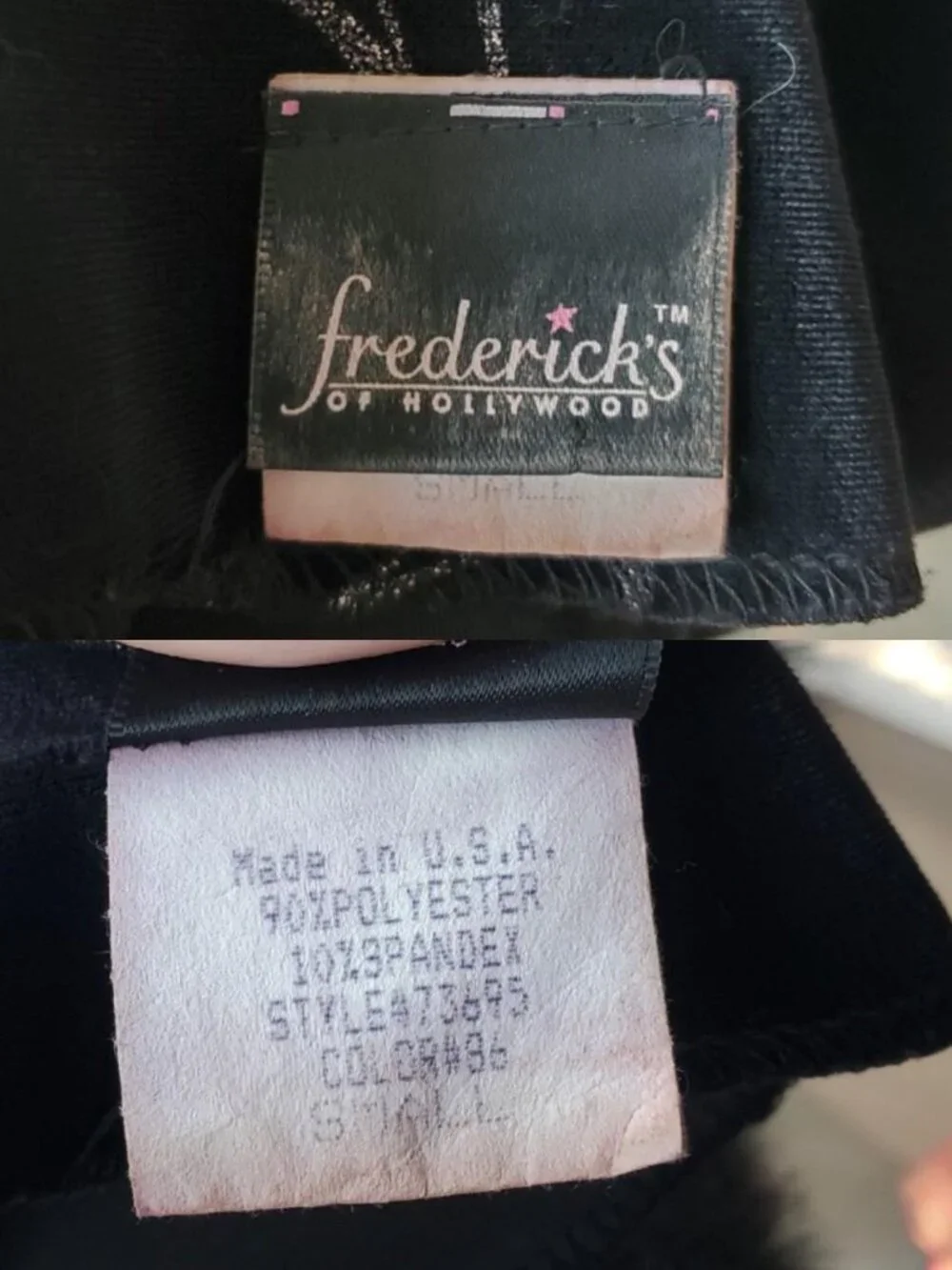 Fredericks Of Hollywood Black Velour Velvet Faux Fur Collar Coat Size Small - Picture 9 of 10